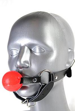 Bondage Leder Mund Knebel Ball Gag mit rotem weichem Silicone Ball