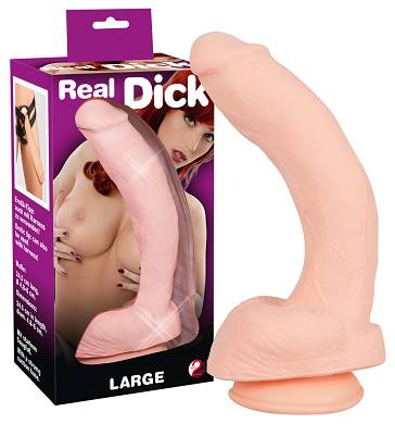 Hautfarbener Dildo mit prallen Hoden