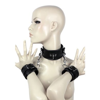 HardcoreDeLuxe Leder-Halsband mit Handfesseln schwarz