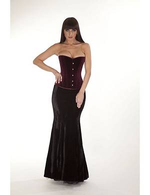 Zugeschnuert-Shop - Brust-Korsett Samtbordeaux