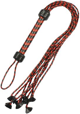 Leder Peitsche schwarz/rot geflochten 84 cm