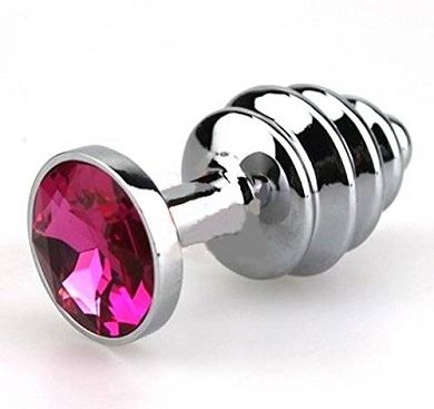 Extasialand Buttplug Analplug aus poliertem Edelstahl mit purple Kristall - in Tannenbaum 