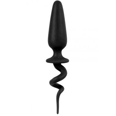 18,5 x 3,2 cm Shove Up Silicone Butt Plug mit Ringelschwanz schwarz