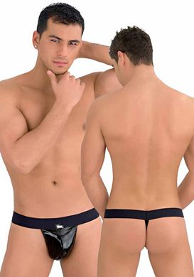 Eros Veneziani Lack-String mit Cockring in schwarz
