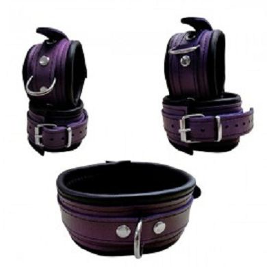 Leder Fesselset in Lila 6,5cm breit
