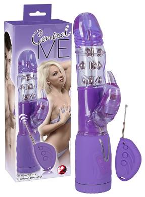 Lilafarbener Perlenvibrator mit Klitorisreizer