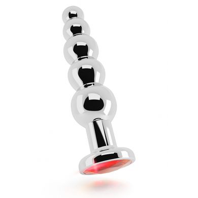12,5 x 3,3 cm Rich Buttplug silver - red sapphire
