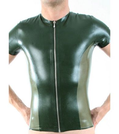 Latex Herren T-Shirt mit Reiverschluss two colour