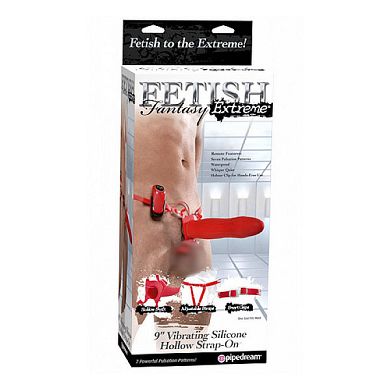 FFX hohler Vibro Strap-On rot, 23 x 4 cm