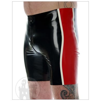 Latex Radhose m. farbigen Seitenteil