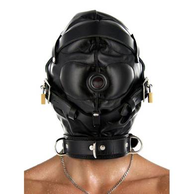 Strenge Lederhaube f?r Sinnesentzug