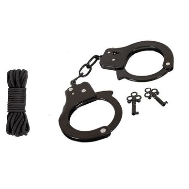 Schwarze Handschellen gratis mit 3 meter Bondage seil