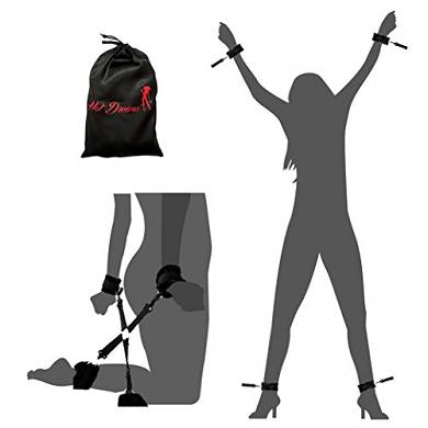 Bondageset Bdsms Sexspielzeug Flauschige Bettfesseln inklusive Fesselkreuz 6 teilig schwar