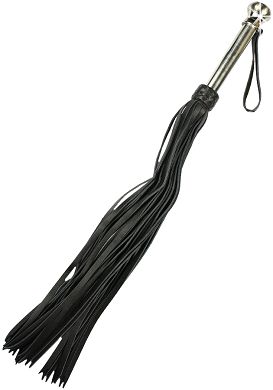 Peitsche mit breiten Lederriemen schwarz