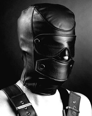 Ledermaske mit abnehmbaren Klappen Gr. M/L