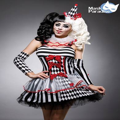Black & White Harlequin-Kostmset