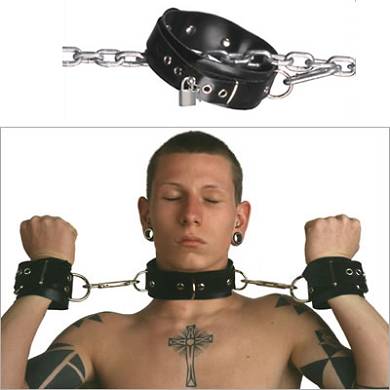 Latex Halsband mit 3 D-Ringen - abschließbar