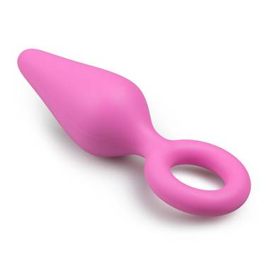 Rosa Analplugs mit Zugring - Gro