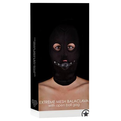 Ouch! extreme mesh Sturmhaube mit offenen Ballknebel - schwarz. 1er Pack