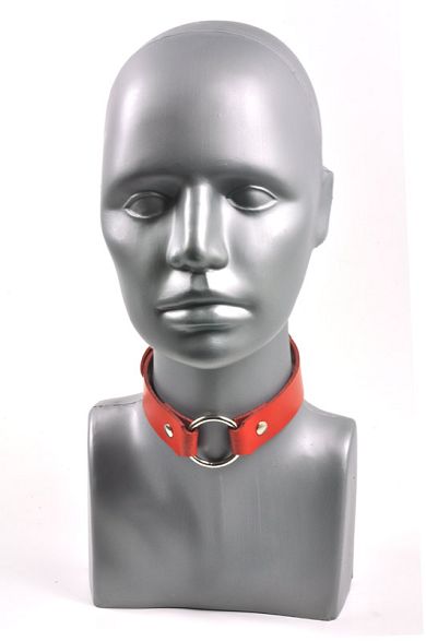 Leder Ring-Halsband ROT
