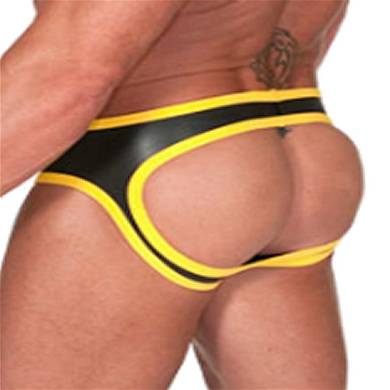 665-leather-neoprene-open-back-bottoms-blackyellow