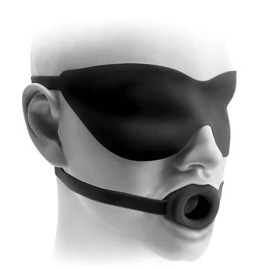 Pipedream - Fetish Fantasy Elite - Ball Gag & Mask Open Mouth (Large) Black. 1er Pack