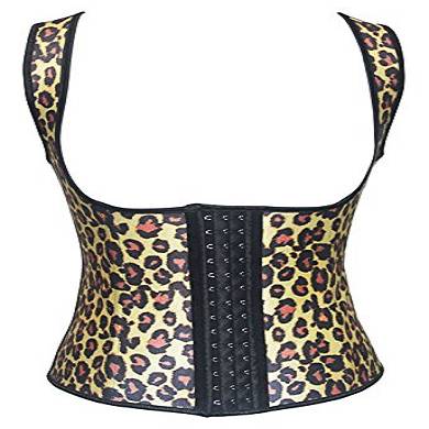Pinkyee Damen Leopard Full Weste Gummi Taillenmieder
