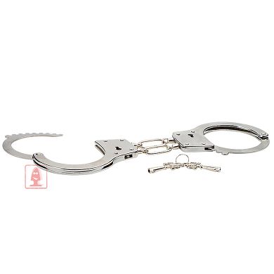 Silberfarbene Metall - Handschellen mit Doppelkette