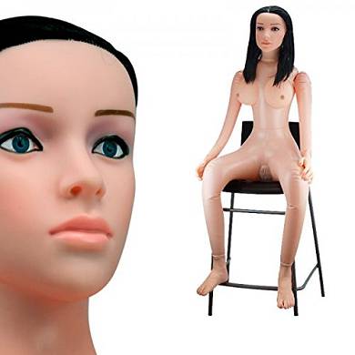 Dunkelhaarige sitzende Liebespuppe Aufblasbare Sexpuppe aus 100% Latex