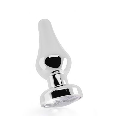 11,5 x 4,3 cm Rich Buttplug silver - clear sapphire