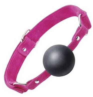 Bondage Leder Ball Mund Knebel mit 45mm Ball in rosa und schwarz