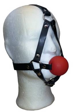 Bondage Leder Harness Mund Ball Knebel 45mm in rot