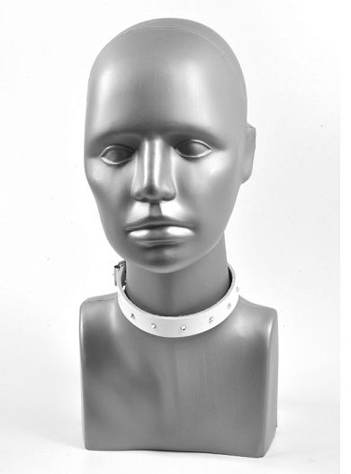 Leder Halsband - 24mm - weiss KRISTALL