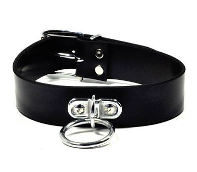Latex Halsband mit Ring SCHWARZ