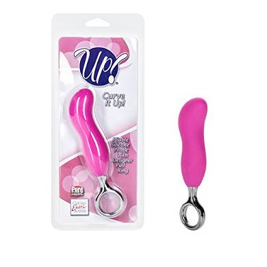 Curve it Up! Biegsamer Silikon-Dildo mit Designer-Ziehring - Rosa