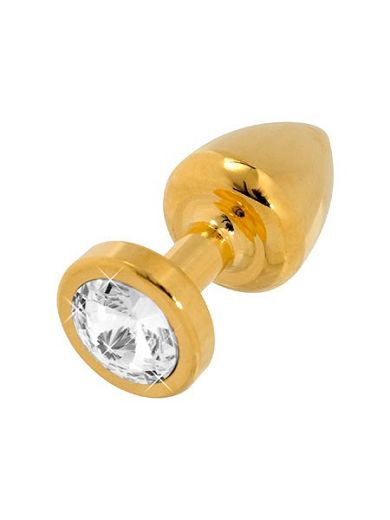 Diogol Buttplug: Aluminium mit Kristall, gold (2,5cm)