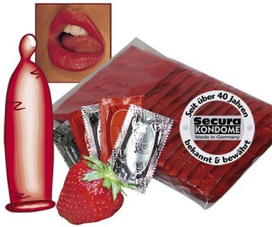 Orion 415197 Secura Red Sin. rote Kondome mit Erdbeer-Aroma. 100 Stück