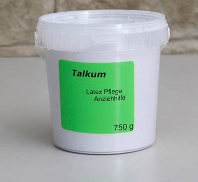 Talkum Pulver  Latexpflege Anziehhilfe Puder 750g Trennmittel Pflegemittel