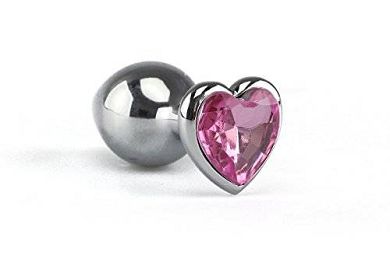 Extasialand Buttplug Analplug aus poliertem Edelstahl mit herzförmigem Kristall in ro
