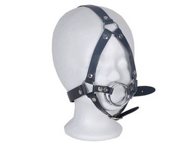 Harness Knebel mit Doppel-Ring (O-Ring Knebel Ringknebel Öffnungsring Bondage Maulspe