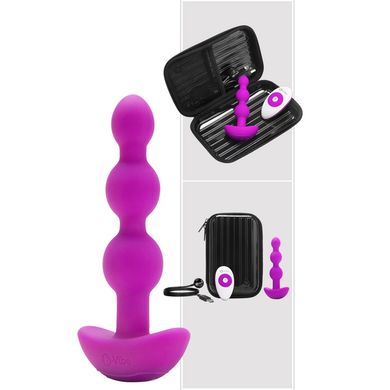 13,7 x 1,3 - 3 cm b-Vibe Triplet Anal Beads mit Vibration purple