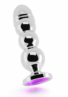 12,5 x 3,3 cm Rich Buttplug silver - purple sapphire