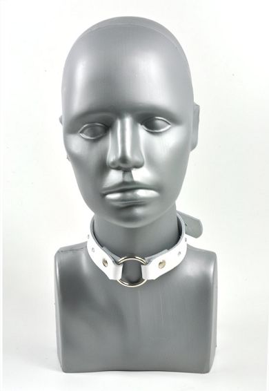 Leder Ring-Halsband weiss KRISTALL