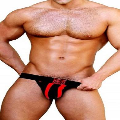 Jack Adams Herren RACER Jock Strap Jockstrap (Large, Black/Red)