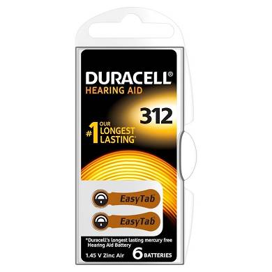 60x Hrgerte-Batterien Typ 312 PR41 EasyTab DURACELL