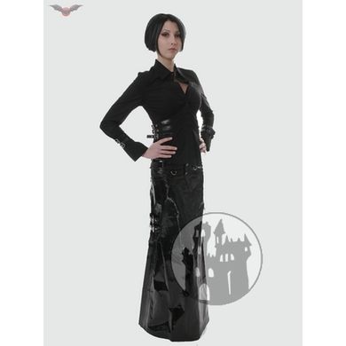 Langer Lackrock mit Schnallen