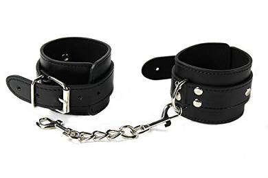 Bondage Hand Fessel schwarz mit Kette
