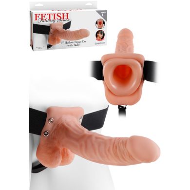 18,9 x 4,3 cm Fetish Fantasy - Hollow Strap-On with Balls flesh Umschnalldildo