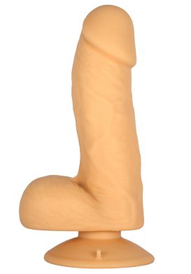 18 x 4,4 cm Manuel Silikon Dildo mit Hoden flesh