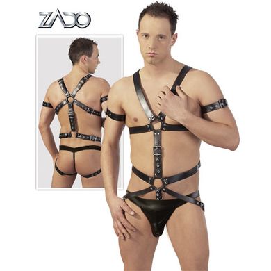 Herren Leder-Harness mit Penisring L/XL